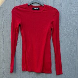 Reformation Vibrant Red Long-Sleeve Crewneck Tee Size: XS